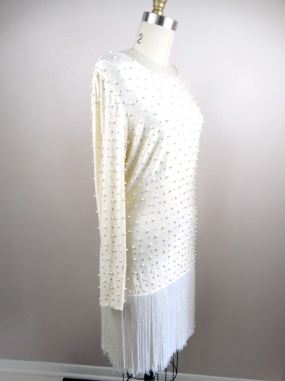Rhinestone Crystal Beaded Fringe Dress // Pearl Beade… Gem