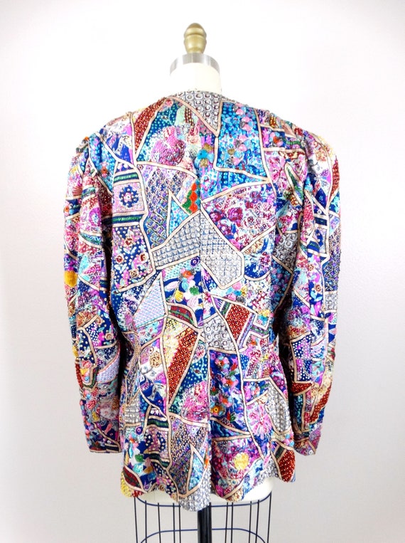 OOAK Vintage Beaded Patchwork Jacket / Handmade O… - image 5