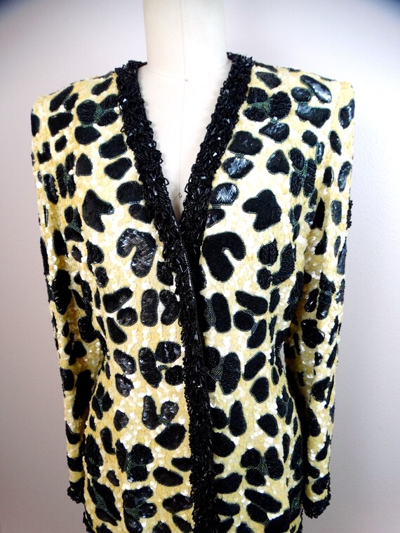 GALANOS Sequin Beaded Couture Blazer // Designer … - image 3