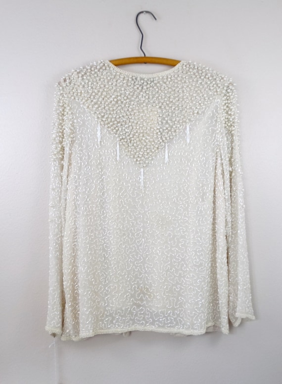 S/M Pearl Beaded Top & Jacket // Heavily Beaded S… - image 6