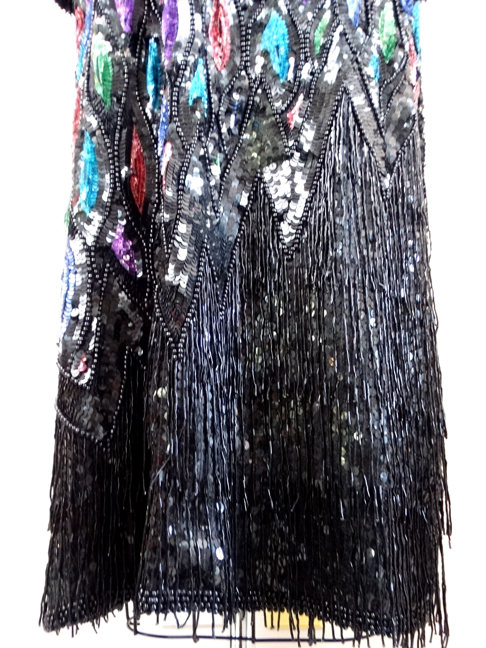 plus size beaded fringe dress Final Sale Plus Size Strapless Fringe Dress in Black main image 1