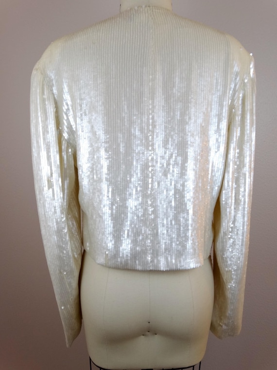 Pearlescent Couture Sequin Designer Jacket // Pea… - image 5