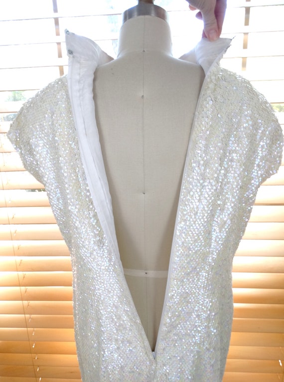 Vtg Cheongsam Sequin Gown / Vintage Iridescent Se… - image 8