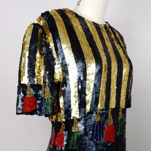 17779 Black Sequined Tassels Dress