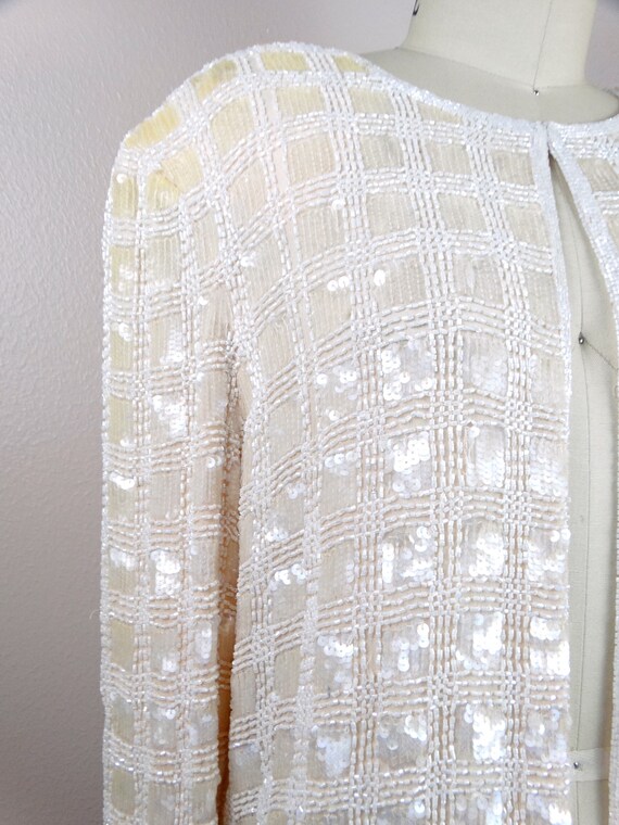 S/M Dazzling Peach Sequined Open Top // Pearlesce… - image 3