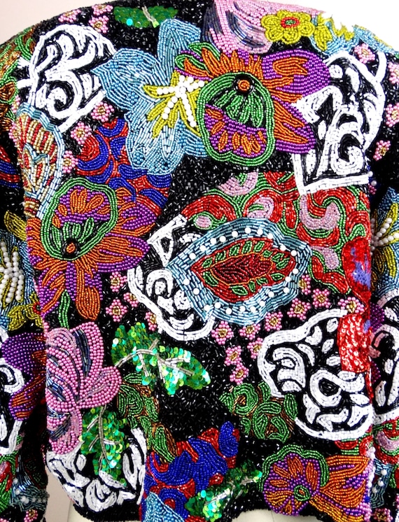 VERY HEAVY All Beaded Sequin Embellished Jacket /… - image 7