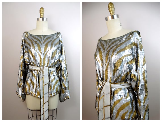 70s Metallic Sequined Top by Judith Ann Creations // Brushed
