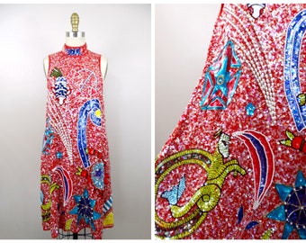 Sukienka z koralikami astrologicznymi / Sukienka z cekinami zodiaku / Nowatorska sukienka haute couture z pełnymi zdobieniami