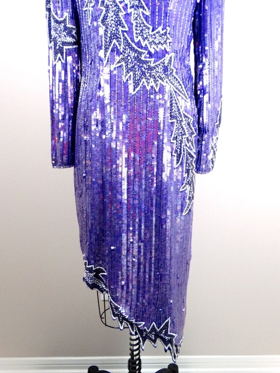 VTG Purple Sequined Dress / All Sequin Embellishe… - image 3
