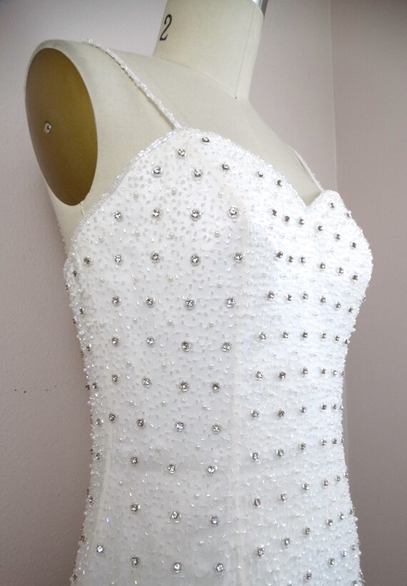 VTG Rhinestone Crystal Encrusted Wedding Gown // … - image 4