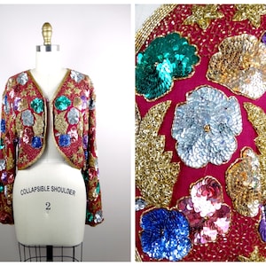 Celestial Beaded Sequin Bolero Shrug // Gold Stars and Clouds Embellished Cropped Jacket