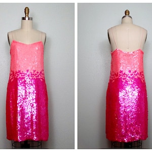 GLAM Ombré Pink Sequined Dress // Hot Pink Ombre Sequin Embellished Dress