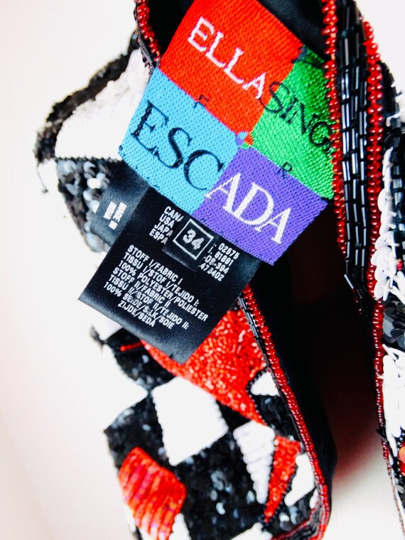 ESCADA Couture Sequin Jacket // Retro Glam Black and White Jacket