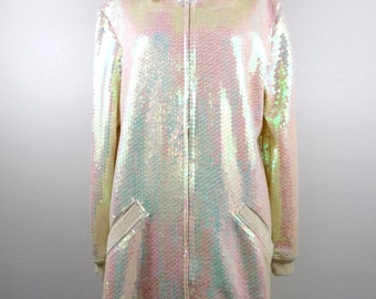 RARE Iridescent Sequined Dress Coat // Pearlescent Sequin