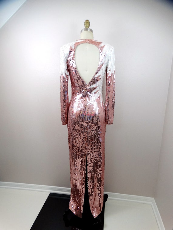 EXQUISITE Pink Sequin Gown / Art Deco Dusty Rose … - image 8