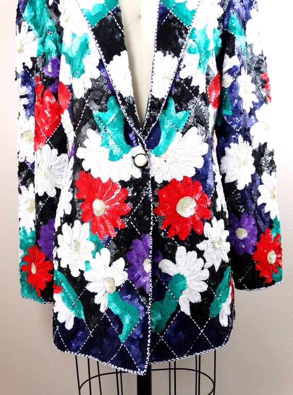 RARE Couture Sequin Blazer // OOAK Beaded Retro D… - image 3