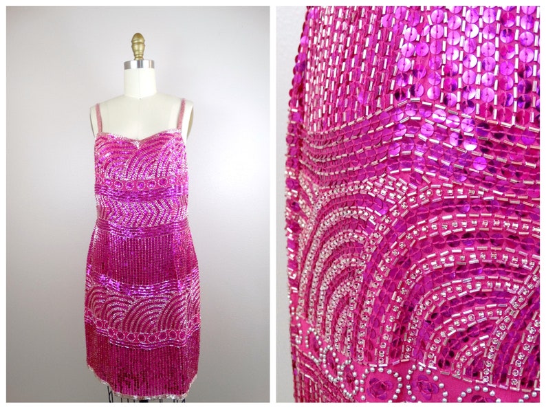 bright pink sequin dress