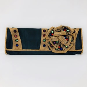Jewel Beaded Evening Clutch // Glam Bejeweled Beaded Bag // Bedazzled Handbag with Bow