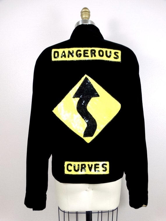 RETRO 80s Velvet Bomber Jacket // Warning DANGERO… - image 3