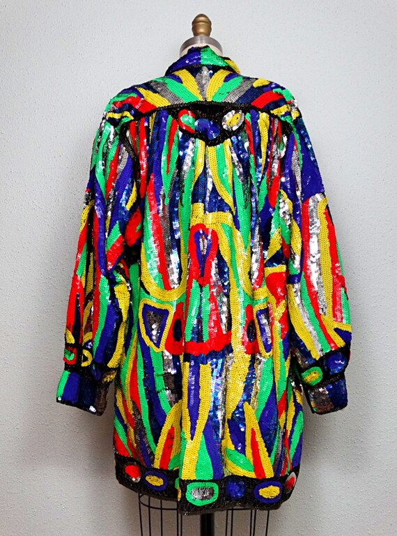 Psychedelic Neon Sequin Plus Size Jacket // Brigh… - image 4