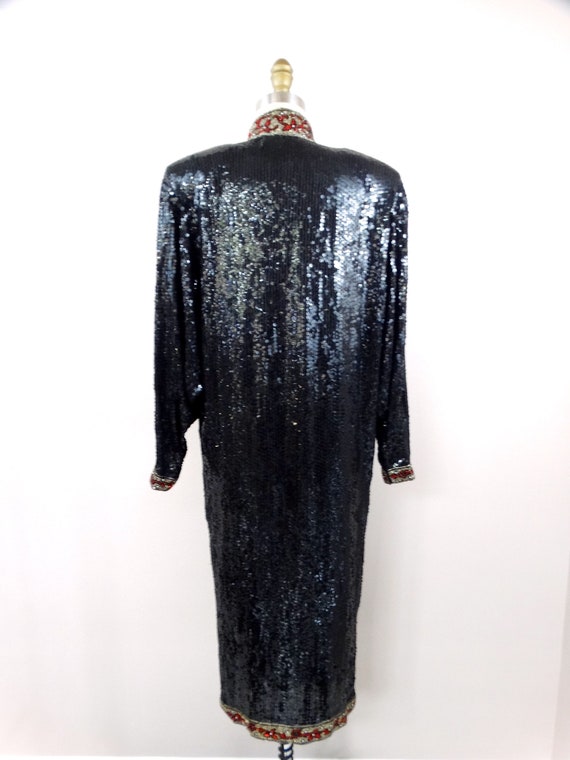 70s 80s Formal Beaded Sequined Midi Gown // Long … - image 5