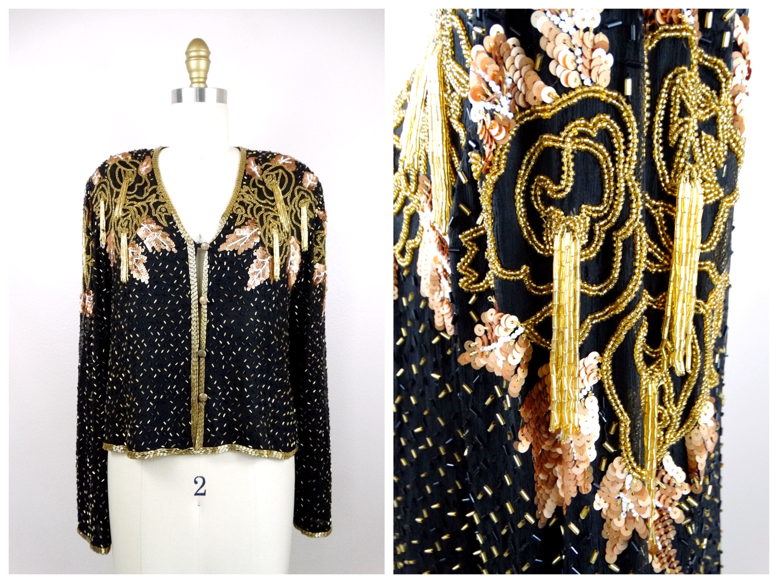 Gold beaded jacket hot sale