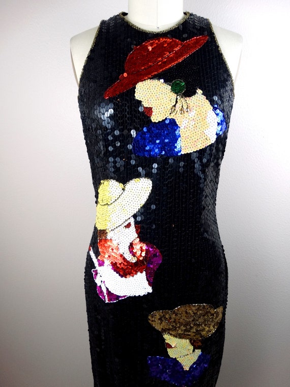 Vogue Novelty Sequin Dress / RARE Vintage Portrai… - image 2