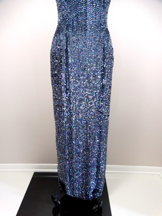 Oilslick Sequin Gown / Iridescent Black Sequined … - image 4