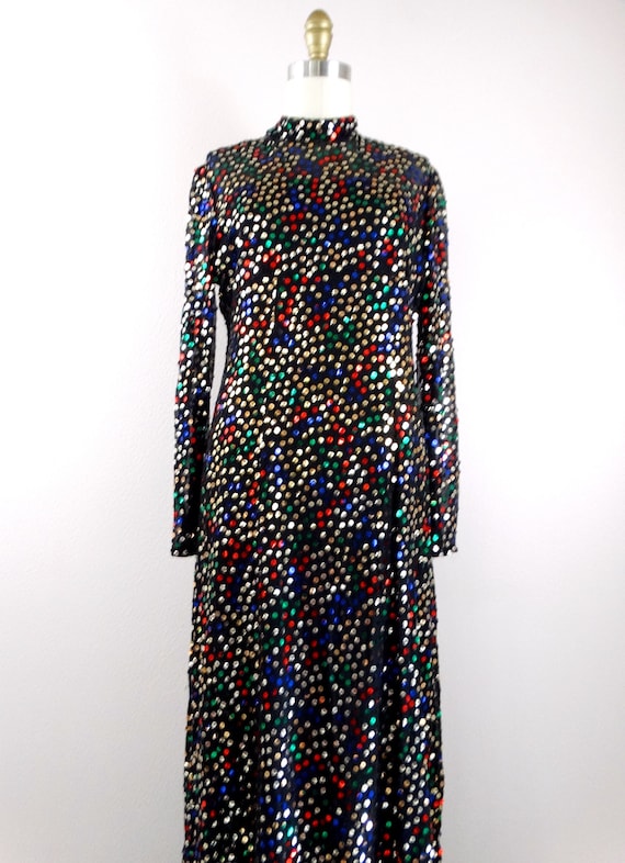 70s Sheer Confetti Sequin Evening Gown // Saks Fi… - image 2