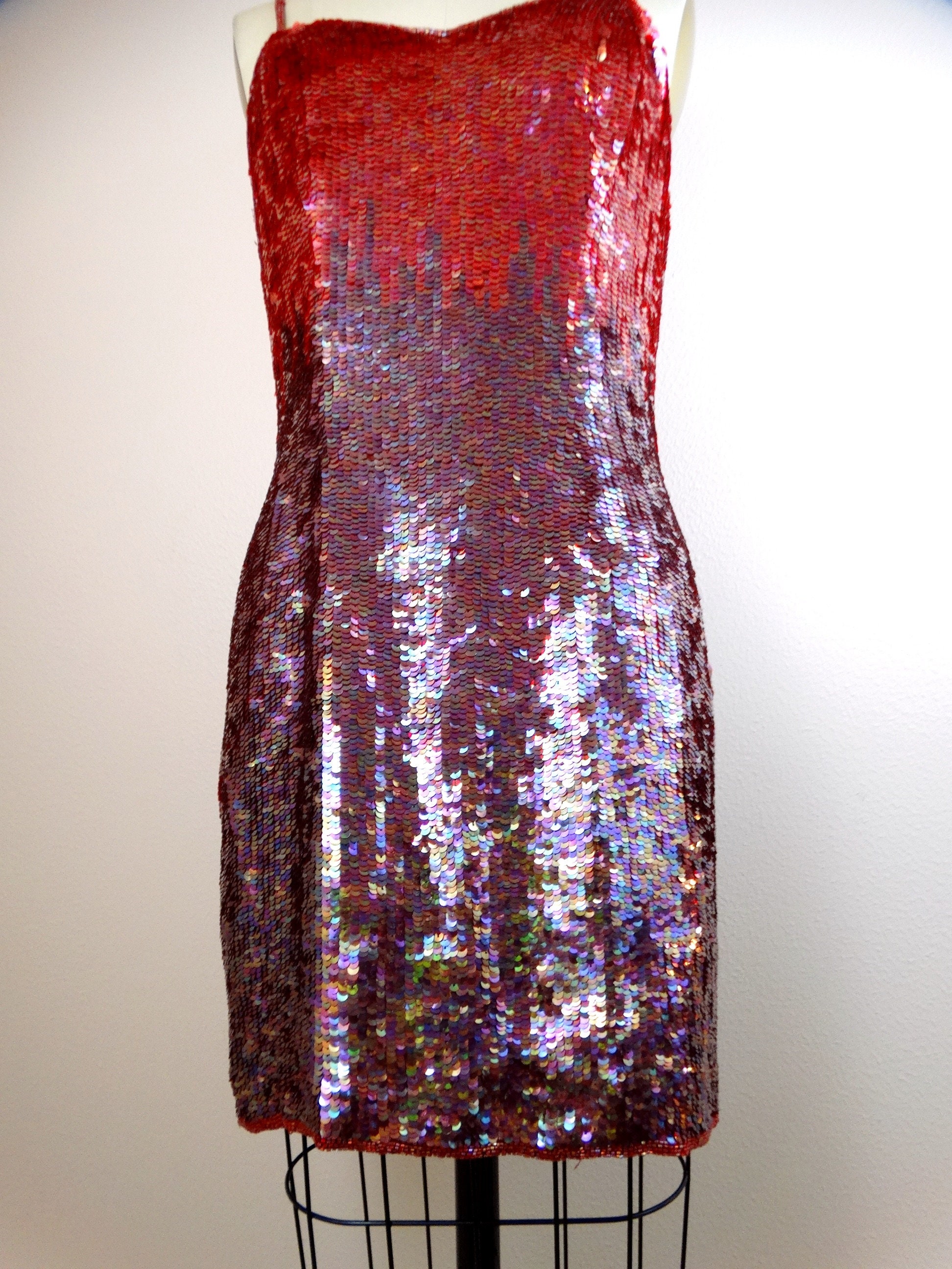 strapless open back dress Zander Hand Beaded Strapless Mini Dress / Red Ombre | Meshki