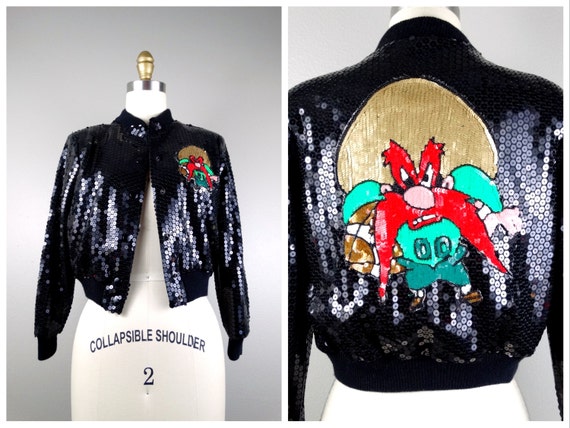 Jeanette's Kids Sequin Bomber Jacket / RARE Yosem… - image 1