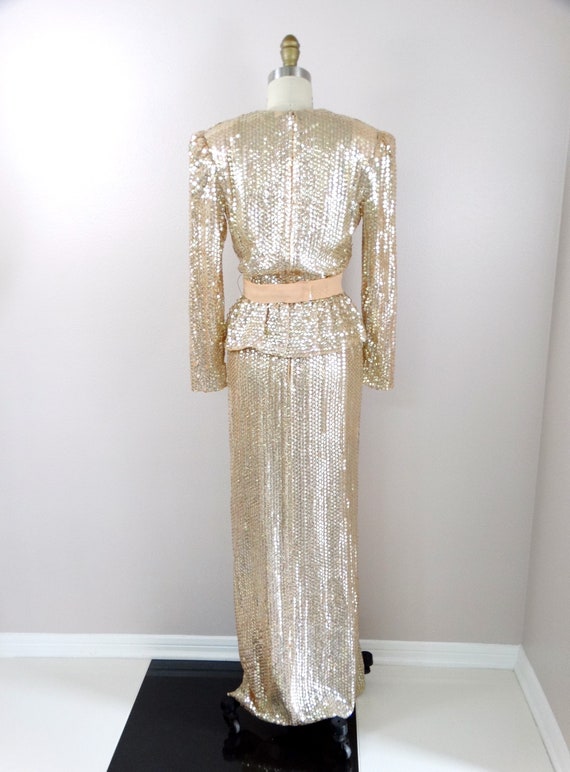 70s Sequined Dynasty Gown / 1970's Vintage Sequin Emb - Gem 70s Sequined Dynasty Gown / 1970's Vintage Sequin Emb - Gem