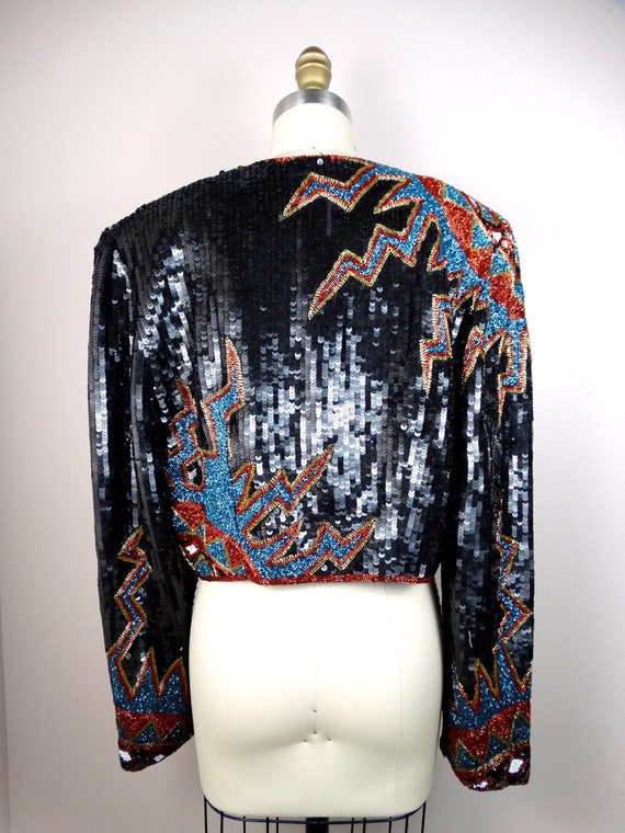 Electric Beaded Jacket // Bursting Beaded Sequin … - image 4