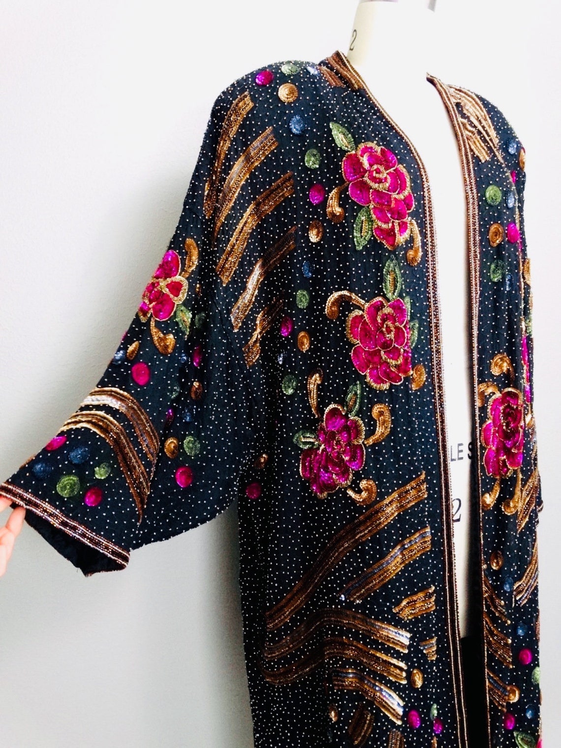 Plus Size Sequined Beaded Kimono Jacket / Art Deco Novelty Etsy