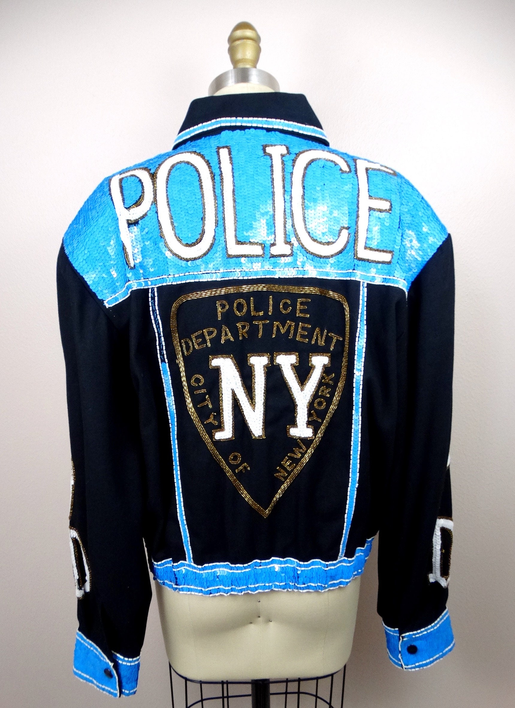 RARE Sequin 80s Novelty Jacket // New York Police Department