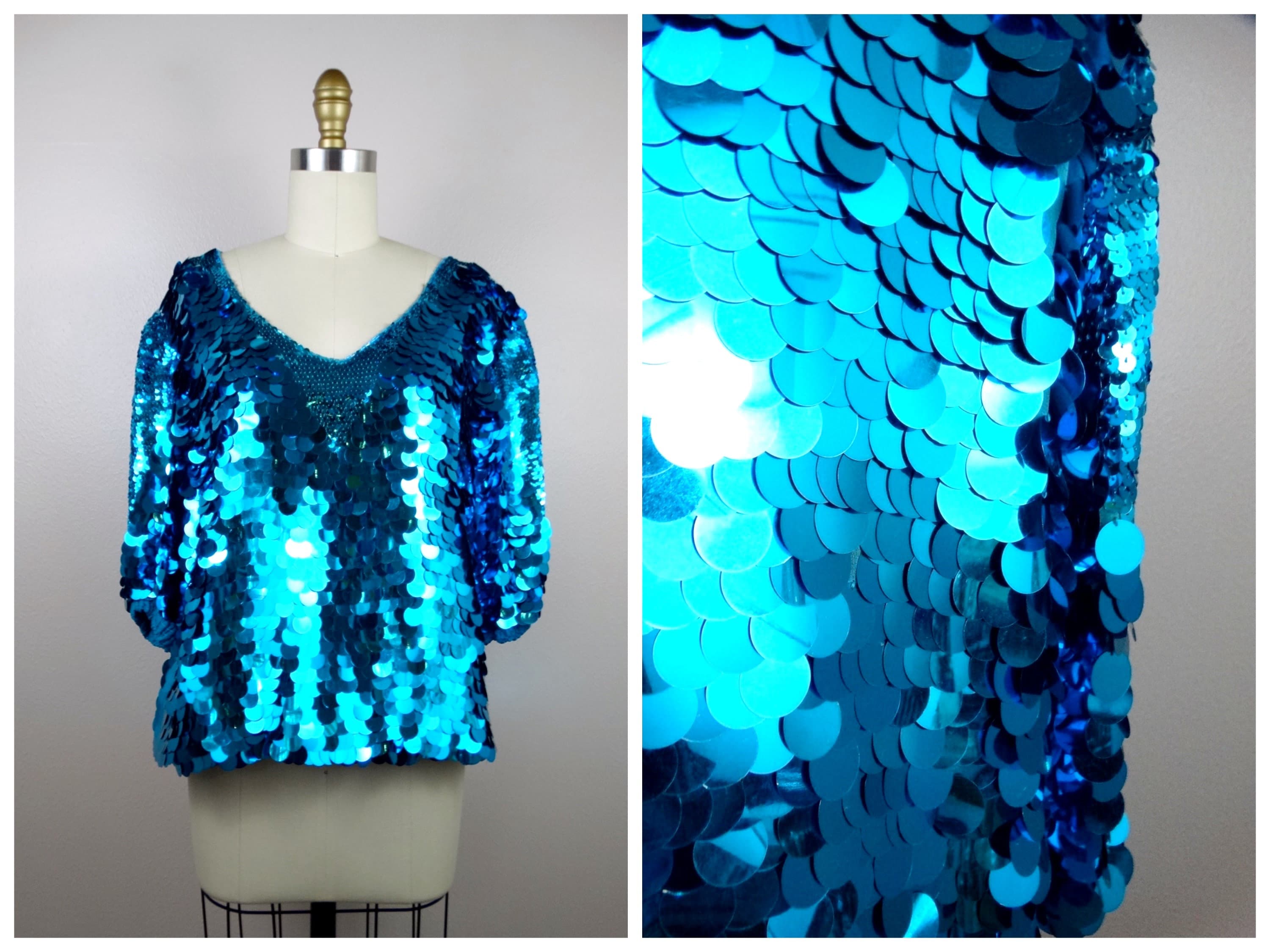 Teal sequin top new arrivals