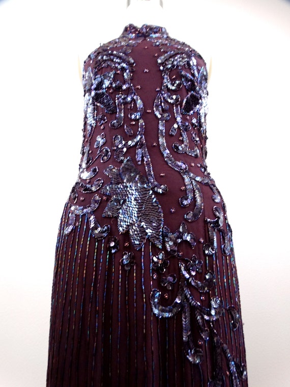 VTG Fringe Beaded Dress // Fringed Bead Embellish… - image 4