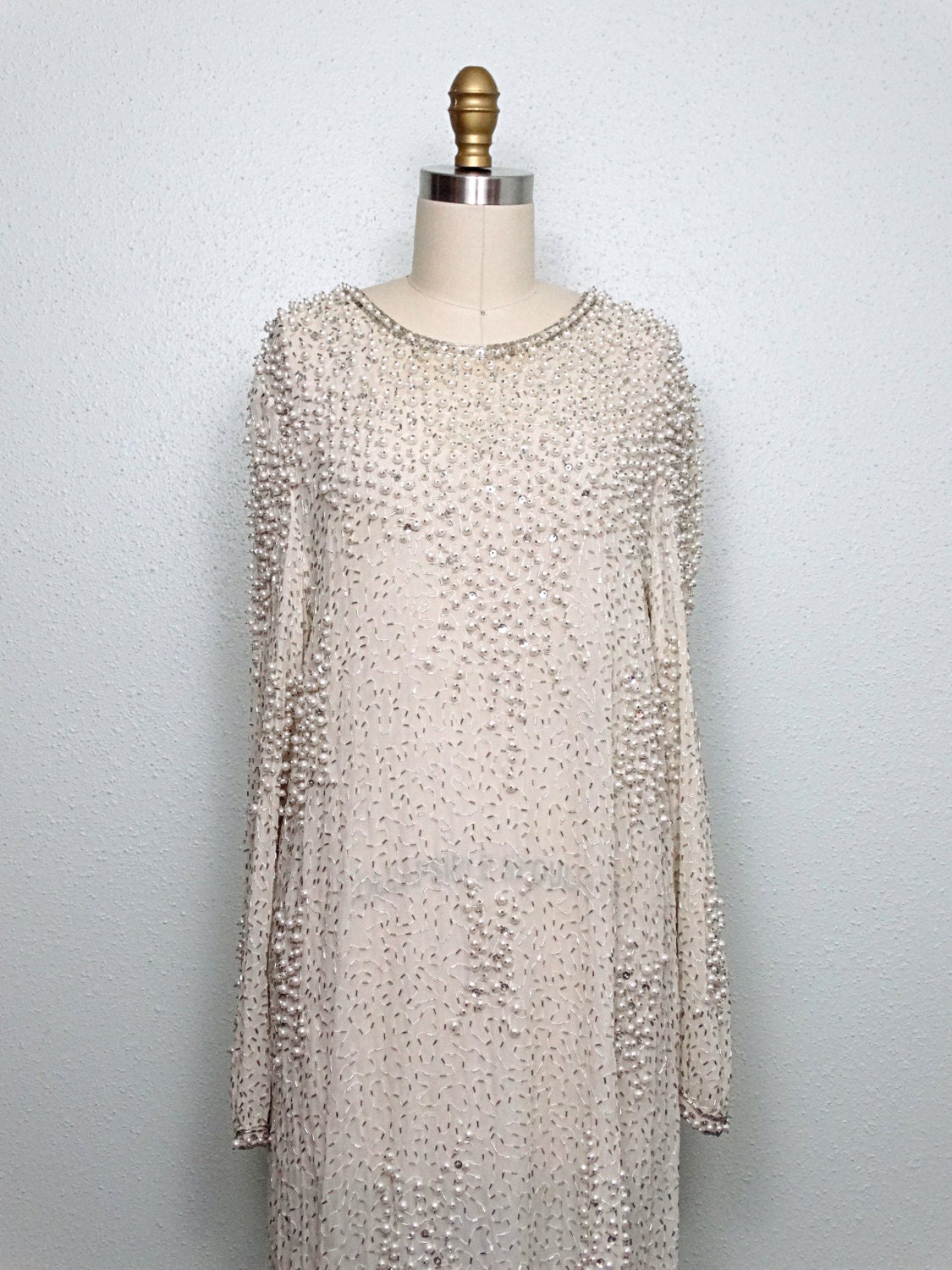 Vintage Beaded Glittery Pearl Ball Gown Wedding Dress with Square Neck main image 1