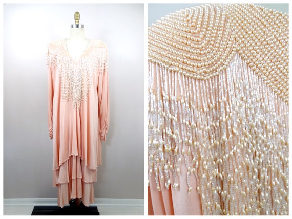 Peach fringe dress sale