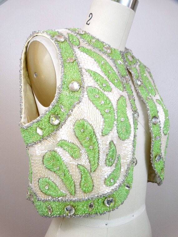 Jewel Embellished Couture Cropped Vest // Bright … - image 4