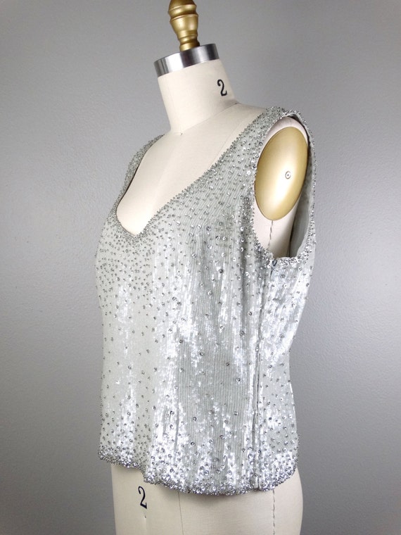 Escada Couture Sequined Top / Crystal Beaded Even… - image 3