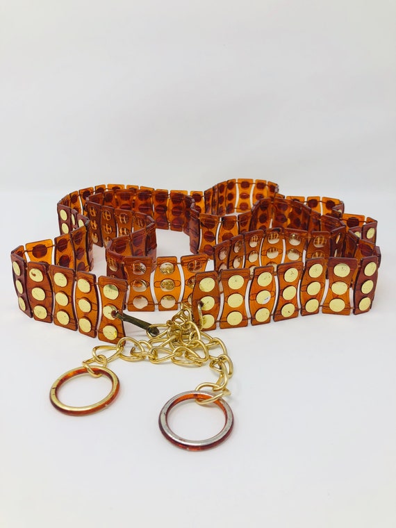 Mod Lucite Studded Belt // Retro Gold Stud Belt //