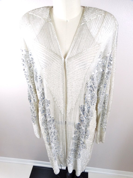 80s Silk Sequined Long Jacket // Jeanette for St.… - image 2