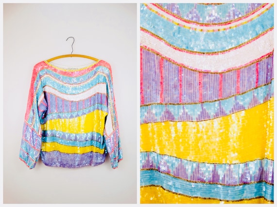 Oversized Pastel Sequin Top by Judith Ann Creatio… - image 1