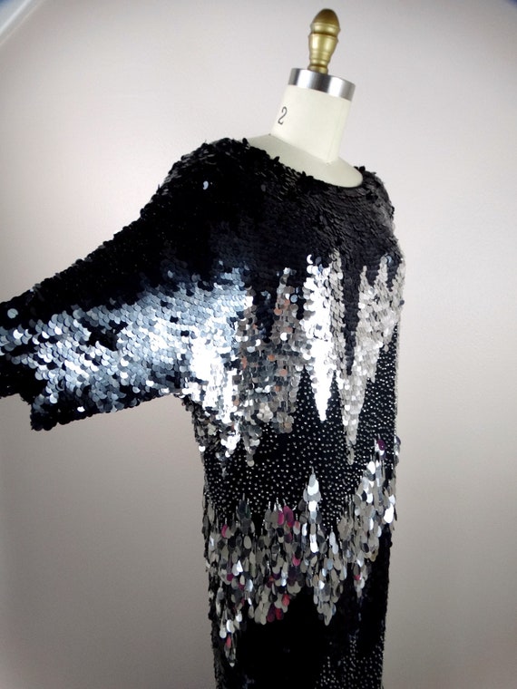 VTG Sequin Paillette Tassel Beaded Dress / Paille… - image 6
