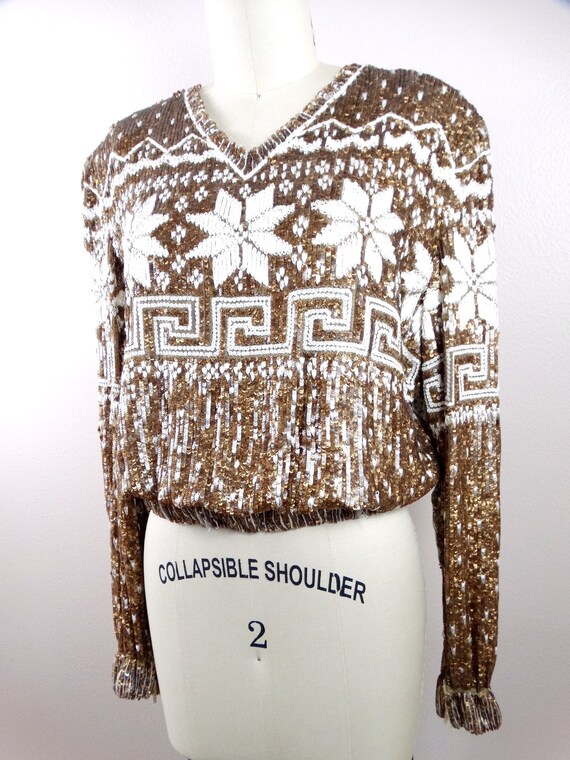 Vintage Valentino Silk Sequin Pullover Top // Des… - image 3