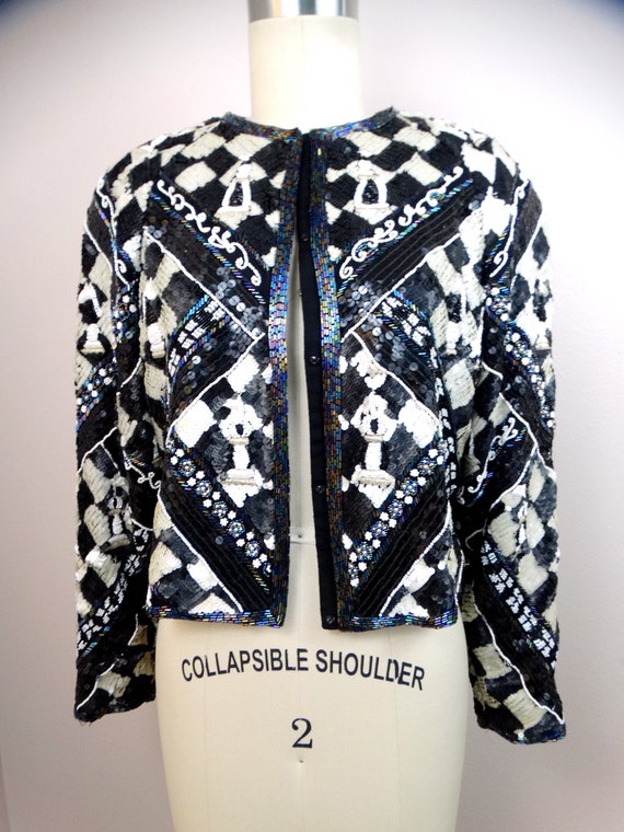 Glam NOVELTY Sequin Bolero // Checker Embellished… - image 2