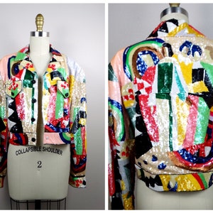 Nieuw jasje met volledige lovertjes van JEANETTE // ZELDZAAM couturejasje verfraaid met lovertjes // Designer Fashion Art-jasje