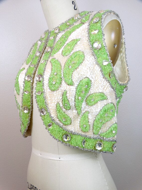 Jewel Embellished Couture Cropped Vest // Bright … - image 6
