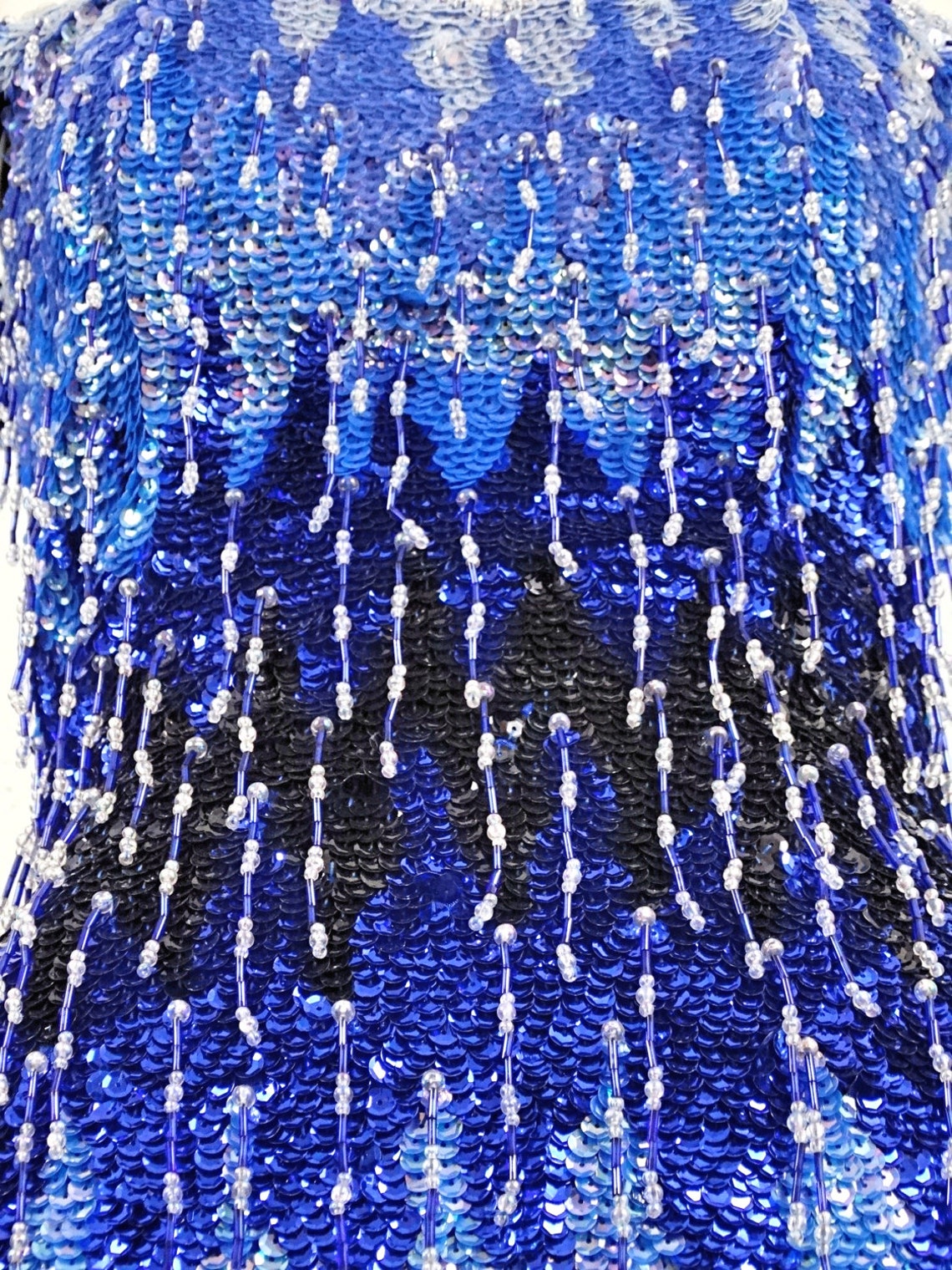 GLAM Ombré Fringe Beaded Mini Dress // Electric Blue Ombre | Etsy